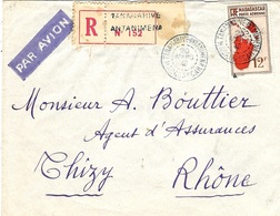 1946- Enveloppe RECC. De Tananarive / Antanimena   Par Avion Affr. 12 F  N° 10 Ae - Storia Postale