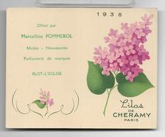 Ancienne Carte Et Calendrier Parfumé De 1938 LILAS De Cheramy . - Zonder Classificatie