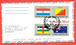 United Nations 2001.Flags. Envelope Passed The Mail.Airmail. - Brieven En Documenten