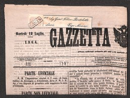 ANTICHI STATI - TERRITORI ITALIANI D’AUSTRIA - Lavis (P.ti 8) - 1,05 Kreuzer (11-Giornali) Corto A Sinistra Su Giornale  - Sonstige & Ohne Zuordnung