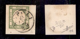 ANTICHI STATI - PROVINCE NAPOLETANE - 1861 - Mezzo Tornese (17b-verde Oliva) - Usato Su Frammento - Molto Bello - Sorani - Other & Unclassified