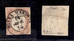 ANTICHI STATI - SARDEGNA - 1855 - 40 Cent Vermiglio Rosa (16c) - Nizza 15.4.56 (1.650) - Sardinia