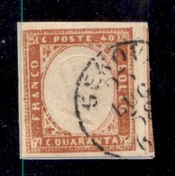 ANTICHI STATI - SARDEGNA - 1857 - 40 Cent (16Ab-vermiglio Arancio) Usato Su Frammento - Raybaudi (240) - Sardegna