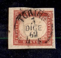 REGNO D'ITALIA - 1862 - 40 Cent (3) Usato Su Frammento - Diena (425) - Otros & Sin Clasificación