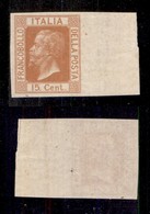 REGNO D'ITALIA - 1864 - Saggio - 15 Cent Giallo Cromo (Bolaffi P21b - Unificato S18C) Bordo Foglio - Gomma Integra (500) - Other & Unclassified