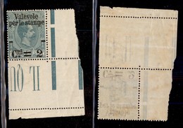 REGNO D'ITALIA - 1890 - 2 Cent Su 75 (53 Varietà Bai) Angolo Di Foglio Con Doppia Linea Di Colore Laterale (una Parziale - Otros & Sin Clasificación