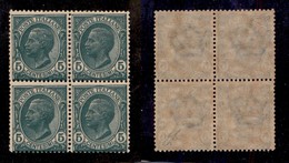 REGNO D'ITALIA - 1906 - 5 Cent Leoni (81b) - Quartina Con Doppia Stampa - Gomma Integra - Diena (480+) - Otros & Sin Clasificación