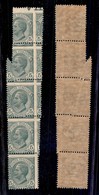 REGNO D'ITALIA - 1906 - 5 Cent Leoni (81) - Striscia Verticale Di 5 Bordo Foglio - Dentellatura Spostata (per Piega Del  - Other & Unclassified