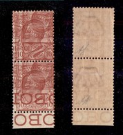 REGNO D'ITALIA - 1906 - 10 Cent Leoni (82c) - Coppia Verticale Bordo Foglio Con Doppia Stampa (una Capovolta E Spostata  - Otros & Sin Clasificación