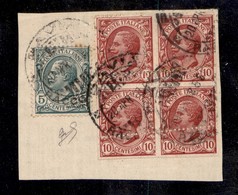 REGNO D'ITALIA - 1906 - 10 Cent Leoni (82ne) Con Dentellature Ruotate In Senso Antiorario - Quartina Ritagliata Con Le F - Sonstige & Ohne Zuordnung