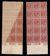 REGNO D'ITALIA - 1906 - 10 Cent Leoni (82s) - Blocco Di 15 Bordo Foglio Con Decalco Su 9 Pezzi (parziale Su 5) - Gomma I - Otros & Sin Clasificación