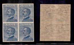 REGNO D'ITALIA - 1908 - 25 Cent Michetti (83e) - Quartina Non Dentellata - Gomma Originale (integra In Basso) - Diffusi  - Otros & Sin Clasificación