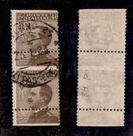 REGNO D'ITALIA - 1908 - 40 Cent Michetti (84me-varietà) Usato - Dentellatura Orizzontale Molto Spostata (7mm.) - Coppia  - Otros & Sin Clasificación