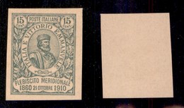 REGNO D'ITALIA - 1910 - Prova Di Macchina - 15 Cent Plebiscito (90) - Prova In Verde Su Cartoncino Crema - Senza Gomma - Otros & Sin Clasificación