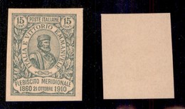 REGNO D'ITALIA - 1910 - Prova Di Macchina - 15 Cent Plebiscito (90) - Prova In Verde Su Cartoncino Crema - Senza Gomma - Other & Unclassified
