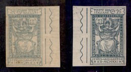 REGNO D'ITALIA - 1921 - 25 Cent Dante (117f Varietà U) - Non Dentellato Con Decalco - Gomma Integra - Piccolo Punto Gial - Sonstige & Ohne Zuordnung