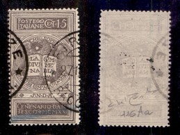 REGNO D'ITALIA - 1921 - Non Emesso - 15 Cent Dante Alighieri (116Aa-grigio Violetto) Usato - Cert. Raybaudi - Non Quotat - Other & Unclassified