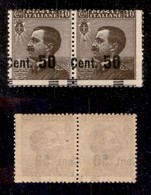 REGNO D'ITALIA - 1923 - 50 Cent Su 40 Michetti (139qi) - Coppia Orizzontale (di Bordo Foglio) - C A Cavallo A Sinistra + - Otros & Sin Clasificación