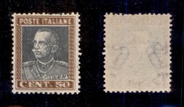 REGNO D'ITALIA - 1927 - 50 Cent Parmeggiani (218b) Con Doppia Stampa Del Riquadro - Gomma Originale - Diena (750) - Otros & Sin Clasificación