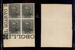 REGNO D'ITALIA - 1929 - Prova Di Macchina - 35 Cent Parmeggiani (241) - Quartina Angolare - Sempre Senza Gomma - Other & Unclassified