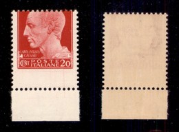 REGNO D'ITALIA - 1929 - 20 Cent Imperiale (247f) Bordo Foglio Con Dentellatura Spostata (ultimo Della Fila Con Stampa Pa - Sonstige & Ohne Zuordnung
