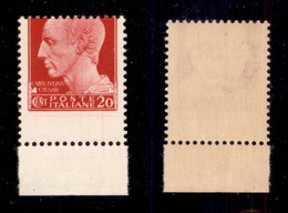 REGNO D'ITALIA - 1929 - 20 Cent Imperiale (247f) Bordo Foglio Con Dentellatura Spostata (ultimo Della Fila Con Stampa Pa - Otros & Sin Clasificación