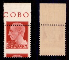 REGNO D'ITALIA - 1929 - 20 Cent Imperiale (247f) Bordo Foglio Con Dentellatura Spostata In Basso (primo Della Fila Con S - Other & Unclassified