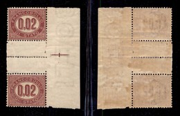 REGNO D'ITALIA - 1875 - Servizio - 2 Cent (1) - Coppia Verticale Con Interspazio Al Centro - Gomma Originale (500+) - Otros & Sin Clasificación