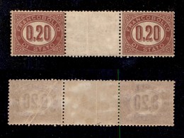 REGNO D'ITALIA - 1875 - Servizio - 20 Cent (3) - Coppia Orizzontale Con Interspazio Al Centro - Gomma Integra (750+) - Otros & Sin Clasificación