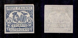 REGNO D'ITALIA - 1928 - Recapito Autorizzato - Prova D’Archivio - 10 Cent (P1) - Molto Bello (450) - Sonstige & Ohne Zuordnung