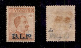 REGNO D'ITALIA - 1922 - BLP - 20 Cent (7) - Senza Gomma - Oliva + Cert. AG (400) - Otros & Sin Clasificación