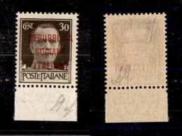 REPUBBLICA SOCIALE - GNR VERONA - 1944 - Genova - Scambi Di Soprastampa - 30 Cent (492BA) - Gomma Integra - Cert. AG (60 - Other & Unclassified