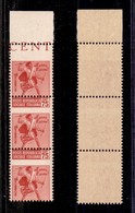 REPUBBLICA SOCIALE - MONUMENTI DISTRUTTI - 1944 - 75 Cent Tamburino (508cc+due 508cb) - Striscia Verticale Di Tre Bordo  - Sonstige & Ohne Zuordnung