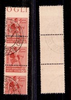 REPUBBLICA SOCIALE - MONUMENTI DISTRUTTI - 1944 - 75 Cent Tamburino (508cc/508cb) - Striscia Verticale Di Tre Bordo Fogl - Sonstige & Ohne Zuordnung