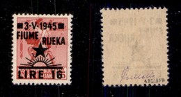 ENISSIONI LOCALI - FIUME - OCC.IUGOSLAVA - 1945 - 16 Lire Su 75 Cent (21) - Gomma Integra - Bolaffi (350) - Altri & Non Classificati