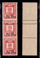 ENISSIONI LOCALI - CASTIGLIONE D’INTELVI - 1945 - 1 Lira Su 50 Cent (19+19cc+19) - Striscia Verticale Di Tre Con Doppia  - Otros & Sin Clasificación