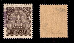 ENISSIONI LOCALI - TORINO - 1944 - 10 Cent (1 Enciclopedico) - Gomma Integra - Cert. Caffaz - Otros & Sin Clasificación