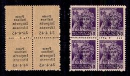 ENISSIONI LOCALI - IMPERIA - 1945 - 50 Cent (6e) - Quartina Con Decalco - Un Pezzo Senza Trattino Dopo 24 (6db) - Gomma  - Other & Unclassified