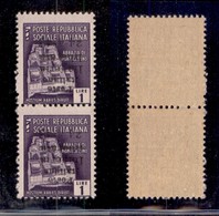 ENISSIONI LOCALI - IMPERIA - 1945 - 1 Lira (8a) Coppia Verticale Con Soprastampa Capovolta - Pezzo Superiore Senza Tratt - Sonstige & Ohne Zuordnung