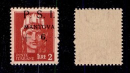 ENISSIONI LOCALI - MANTOVA - 1945 - 2 Lire + 6 (8e Varietà Y) - Soprastampa In Alto A Destra + Punto Piccolo Dopo P - Go - Otros & Sin Clasificación