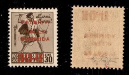 ENISSIONI LOCALI - VALLE BORMIDA - 1945 - 30 Cent (4A) - Gomma Integra - Raybaudi (500) - Otros & Sin Clasificación