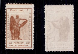 ENISSIONI LOCALI - VALLE BORMIDA - 1945 - 5 Cent Vittoria (9bb Varietà M) Con Filigrana RO E Virgola Dopo Cent - Sempre  - Otros & Sin Clasificación