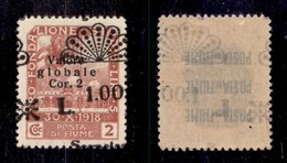 OCCUPAZIONI - FIUME - 1921 - Segnatasse - 1 Lira Su 2 Corone (35g) Con Soprastampa Obliqua - Gomma Originale Con Lieve T - Fiume