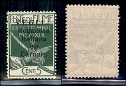 OCCUPAZIONI - VEGLIA - 1920 - 5 Cent (5-varietà) Con A Rotta (mancante) - Gomma Integra - Non Catalogato - Altri & Non Classificati