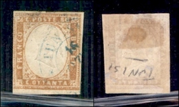 LEVANTE - EMISSIONI GENERALI - Tunisi (azzurro - P.ti R1) - 80 Cent (17-Sardegna) Stretto A Sinistra - Raro - Amtliche Ausgaben