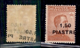LEVANTE - COSTANTINOPOLI - 1922 - 1,50 Piastre Su 20 Cent (49dab Varietà) Con Soprastampa A Destra + Decalco Obliquo A C - European And Asian Offices