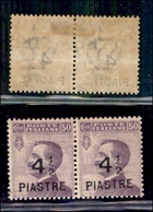 LEVANTE - COSTANTINOPOLI - 1922 - 4 1/2 Piastre Su 50 Cent (62+62ba) - Coppia Orizzontale Con Soprastampa Piastre Obliqu - Oficinas Europeas Y Asiáticas