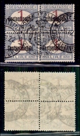 LEVANTE - COSTANTINOPOLI - 1922 - Segnatasse - 1 Lira (4) - Quartina Usata - Molto Bella - Oficinas Europeas Y Asiáticas