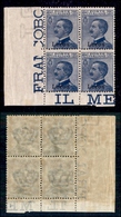 COLONIE - LEROS - 1912 - 25 Cent (5) - Quartina Angolare (pos.81/82) - Gomma Integra (1.100+) - Sonstige & Ohne Zuordnung