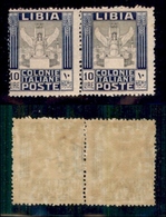 COLONIE - LIBIA - 1921 - 10 Lire Pittorica (32xa+32a) - Coppia Orizzontale Dentellata 14x13 - Senza Filigrana A Sinistra - Libyen